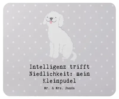 Produktbild von Mr. & Mrs. Panda Mouse Pad Niedlicher Kleinpudel - Grau Pastell - Geschenk, liebevoller Hund, treuer Begleiter, Hunderassen Pflege, Mousepad, computer mauspad, kluger