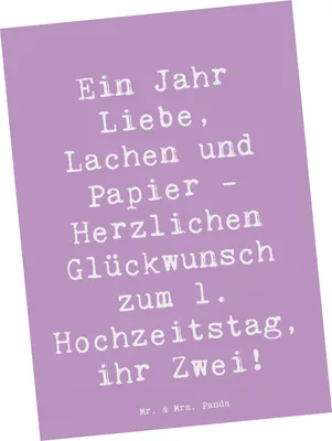 Produktbild von Mr. & Mrs. Panda Postkarte Spruch 1. Hochzeitstag Papierhochzeit - Lavendeltraum - Geschenk, romantisches, Heirat, Heiraten, Ansichtskarten, Ehejahrestag, Geschenke