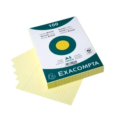 Produktbild von Exacompta 10x Karteikarten A5 liniert, 100 Stück eingeschweißt - Gelb - 10828SE