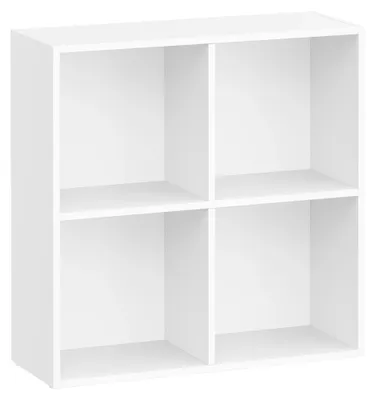 Produktbild von Würfelregal - Bücherregal mit 4 Fächern - Freistehend - Für Wohnzimmer/Büro - Montage erforderlich - Weiß