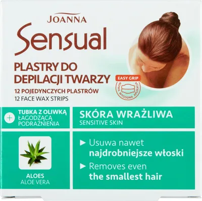 Produktbild von Gesichtshaarentfernungs-Set: 12 Aloe Vera Enthaarungsstreifen + 10 ml Beruhigungscreme