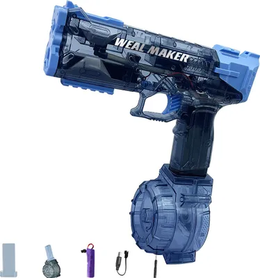 Produktbild von Elektrische Wasserpistole mit Dauerfeuer,500ml Tank,8m Reichweite,1200mAh Akku,Wasserdicht,Transparente Optik,Inkl. Ersatzmagazin