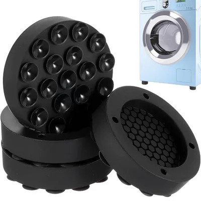 Produktbild von Waschmaschinenunterlage Schwingungsdämpfer Waschmaschinenfüße - 4 Stück - Schwarz - Rutschfest - Für Waschmaschine und Trockner