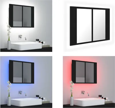 VidaXL Spiegelschrank Badspiegel LED Spiegelschrank Fürs Bad 89x14x62 Cm Glaenzend Grau Cs01cg0na
