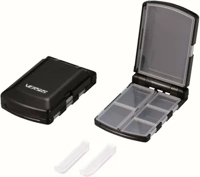 Produktbild von Meiho Kleinteilebox VS-315DD, Perlschwarz, 97x64x35mm, einhändig zu öffnen, teilbares Fach