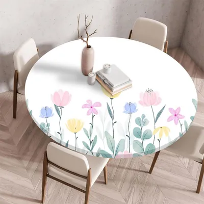 Productafbeelding van Flexibele, waterdichte tafelkleed met bloemenprint, 90 cm. Motief: bloemen