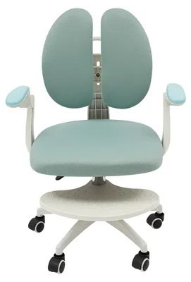 Produktbild von Verstellbarer Kinder-Schreibtischstuhl - Ergonomischer Lernstuhl mit Fußstütze - Drehbar mit 5 Rollen - Klappbare Armlehnen - Belastbar bis 100 kg - Blau