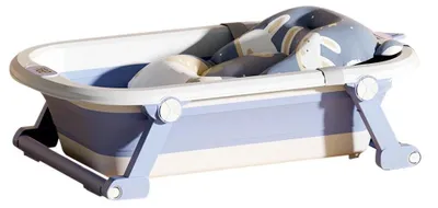 Produktbild von Babybadewanne - Faltbare Baby Badewanne - Mit Thermometer Und Badematte - Rutschfest - Reisebadewanne - Für 0–36 Monate - Blau