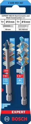 Obrázek produktu pro BOSCH 2608902367 BOSCH EXPERT HEX-9 Hard Ceramic + HEX-9 Multi Construction Bohrer-Set, 2 St.
