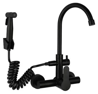 Immagine prodotto di Miscelatore per lavello da cucina – Miscelatore estraibile – Girevole a 360° – 2 tipi di getto: a flusso continuo/a spruzzo – Miscelatore monocomando per acqua calda/fredda – Acciaio inossidabile SUS304 – Finitura nera opaca