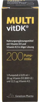 Produktbild von MULTIvitDK Lösung mit Vitamin D3 und Vitamin K2, 10 ml Öl