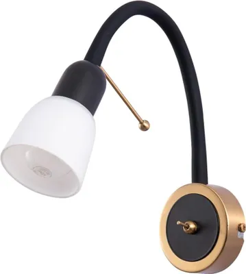 Produktbild von ARTE LAMP Wandlampe Innen in Schwarz mit weißem Lampenschirm, elegante Wandleuchte innen und integrierte Leselampe – stilvolle Ergänzung für Flur, Schlafzimmer oder Wohnräume.Color:Schwarz
