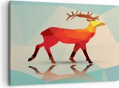 Produktbild von Bild auf Leinwand - Leinwandbild - Hirsch Illustration modern Grafik - 100x70cm - Wand Bild - Wanddeko - Leinwanddruck - Bilder - Kunstdruck - Leinwand bilder - Wandkunst - AA100x70-2811