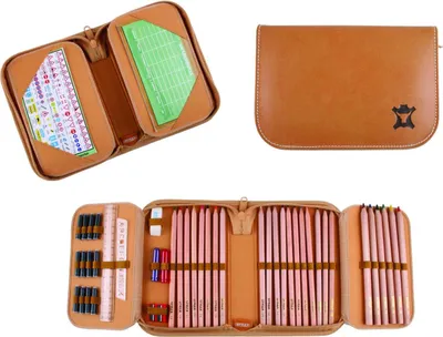 Produktbild von Leder Federtasche Federmappe Schüleretui "Back to the Natur" 47tlg.