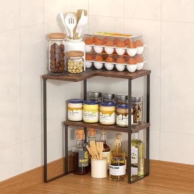 Produktbild von PolkaHome® Eckregal für Küche, Standregal, Küchenorganizer, Eckschrankregal, Gewürzregal, Weinregal