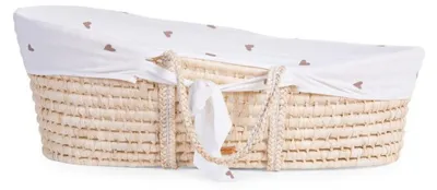 Productafbeelding van Childhome Beschermhoes voor wiegje, jersey, hartjesprint, 85x45 cm, katoen