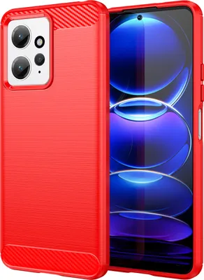 Produktbild von Redmi Note 12 4G Hülle, Carbon-Faser TPU Silikon Stoßfest Schutzhülle für Xiaomi Redmi Note 12 4G Rot