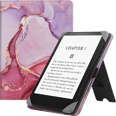 Produktbild von Universal E-Reader Hülle 6 Zoll Folio Ständer Handschlaufe Marble Pink