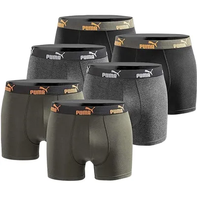 Produktbild von PUMA Boxershort 6er Pack Herren Basic Black Limited Edition - New Orange Power - Gr. XL