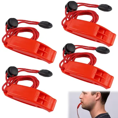 Produktbild von Notfallpfeife Sicherheitspfeife - 17 mm - 4 Stück - Rot - Wasserdicht - Laut 120 dB