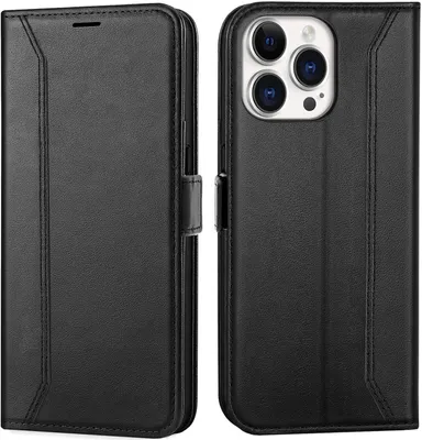 Produktbild von Conie RFID Klapp Tasche für iPhone 13 Pro Kartenfach Hülle Rundumschutz in Schwarz