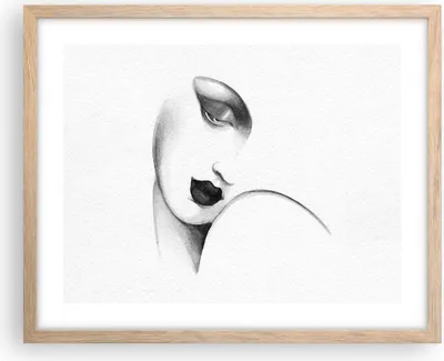 Produktbild von Gerahmtes Poster - Rahmen in heller Eiche - Porträt Frau Skizze - 50x40 cm - Wand Bild - Wanddeko - Wandbilder - Kunstposter - Wandposter - Bilderrahmen - Bilder - Kunstdruck - P2NAA50x40-4475