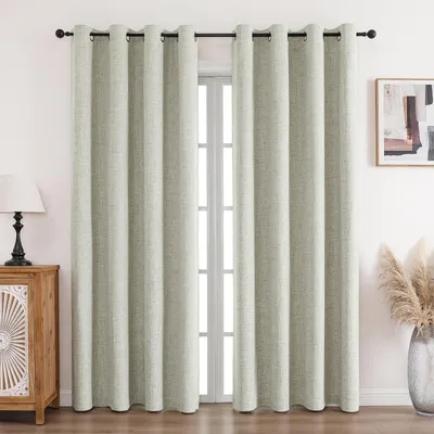 Blickdichte Vorhänge mit Ösen, Lichtbeige, 2er-Set, 229x167 cm