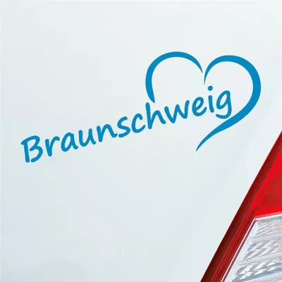 Produktbild von Auto Aufkleber Braunschweig Herz Stadt City Liebe Love 19,5x8 cm Hellblau Sticker Heckscheibenaufkleber