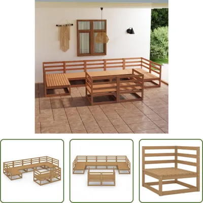 Produktbild von The Living Store 9-tlg. Garten-Lounge-Set Massivholz Kiefer