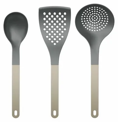 Produktbild von Rosti Küchenhelfer-Set New Optima Humus 3-tlg., Kochlöffel, Pfannenwender, Nylon, Braun, 34594