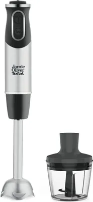 Produktbild von Tefal HB65JD Jamie Oliver Stabmixer Zerkleinerer Set Edelstahl, Farbe:Edelstahl