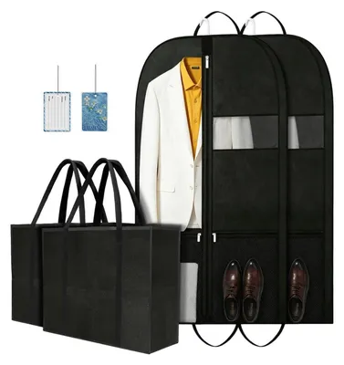 Image de Sac de voyage pour vêtements, costume, 109 cm, noir, lot de 2