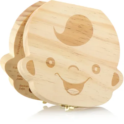 Produktbild von COM-FOUR® Milchzahndose, Zahndose für Milchzähne und die ersten Haare, Zahnbox aus Holz, Milchzahnbox für Jungen, Zahnfee-Dose