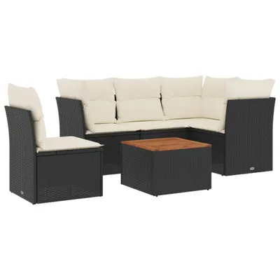 Produktbild von vidaXL 6-tlg. Garten-Sofagarnitur mit Kissen Schwarz Poly Rattan