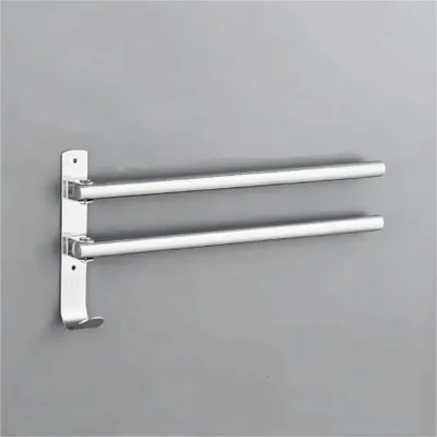 Immagine prodotto di Portasciugamani girevole da parete, acciaio inossidabile, 2 bracci, 35 cm, colore argento