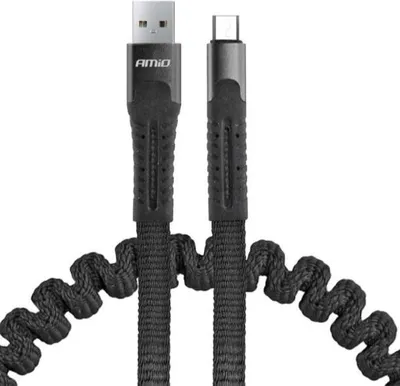 Produktbild von Robustes USB-Ladekabel 1,2 m Spiralkabel mit USB Typ-A und USB Typ-C Anschluss