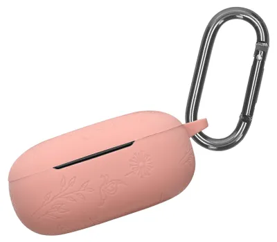 Image de Étui en silicone kwmobile pour Anker Soundcore Liberty 5 - Étui de protection pour écouteurs avec mousqueton - Motif gaufré Dark Rose