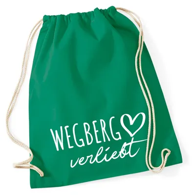 Produktbild von Huuraa Turnbeutel Wegberg verliebt 12 Liter Kelly Green Baumwolle Rucksack Geschenkidee