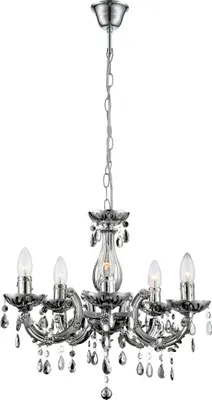Produktbild von Kronleuchter, Lüster, Kristalle, silber, 5-flammig, H 128 cm