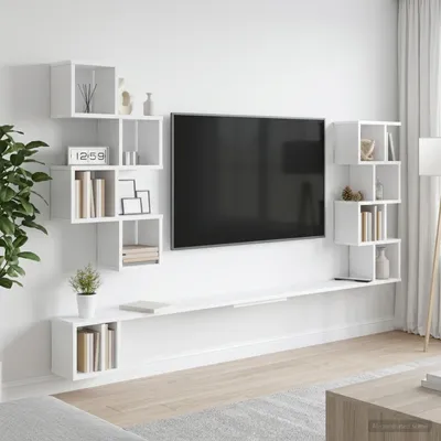 Obrázok produktu pre Maison Exclusive – Nástenná TV skrinka, biela, 200 x 15 x 94 cm, drevotrieska