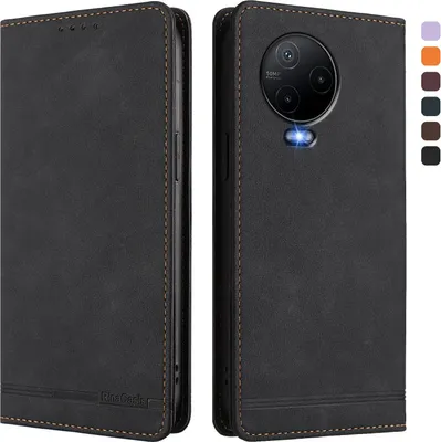 Obrázek produktu pro Pouzdro pro Infinix Note 12 (2023)/Note 12 Pro 4G, retroPolyuretankožené flip pouzdro s stojánkem a přihrádkami na karty Černý