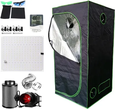 Produktbild von PACKSAUS® HYDRO 600D Growbox 120x60x150cm Anzuchtzelt Komplettset: Umfassendes LED Growzelt, inkl. Belüftungssatz für den Indoor-Anbau-Gewächshaus