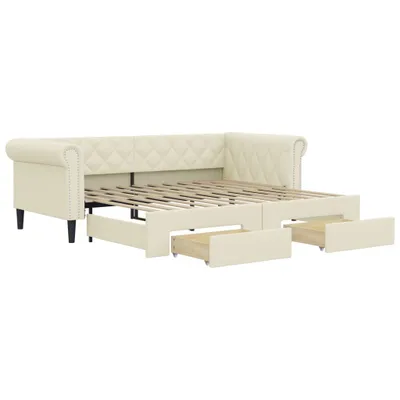 Obrázek produktu pro vidaXL Rozkládací postel se zásuvkami krémová 90x200 cm umělá kůže