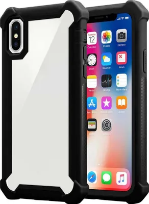 Produktbild von Cadorabo Hülle für Apple iPhone X / XS Schutzhülle in Schwarz Handy Hülle Etui TPU Silikon-Rand Glas-Rücken Acryl