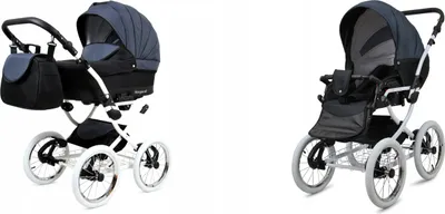 Produktbild von BabyLux® Margaret White | 2in1 Kinderwagen Set | Black grey | Kombikinderwagen | Kinderwagenset