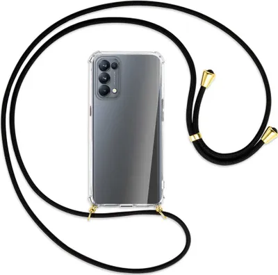 Produktbild von Handykette Backcover-Schutzhülle mit Band (Metall goldfarben) für Oppo Reno5 Pro 5G - schwarz
