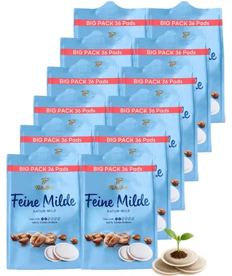 Produktbild von Tchibo Kaffeepads Vorratspack Maxipack, Feine Milde, 432 Stück – 12x 36 Pads (Kaffee, mild mit sanften Röstaromen), nachhaltig, geeignet für Senseo Maschinen