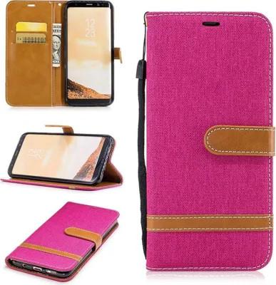 Produktbild von Tasche für Samsung Galaxy S8+ PLus Jeans Cover Handy Schutz Hülle Case Pink