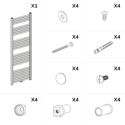 Produktbild von EMKE Badheizkörper Handtuchtrockner Handtuchwärmer 60x100cm 498 Watt Weiß Bad-Heizkörper Mittelanschluss ohne Heizstab
