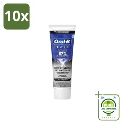 Obrázek produktu pro 10 kusů zubní pasty Oral-B 3D White s aktivním uhlím – pro bělení a hloubkové čištění – 75 ml – balení